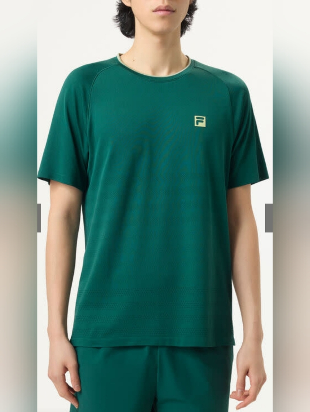 Fila Tennis Court Center Seamless Crew Green Ace Shirt Men's Large $85 NWT